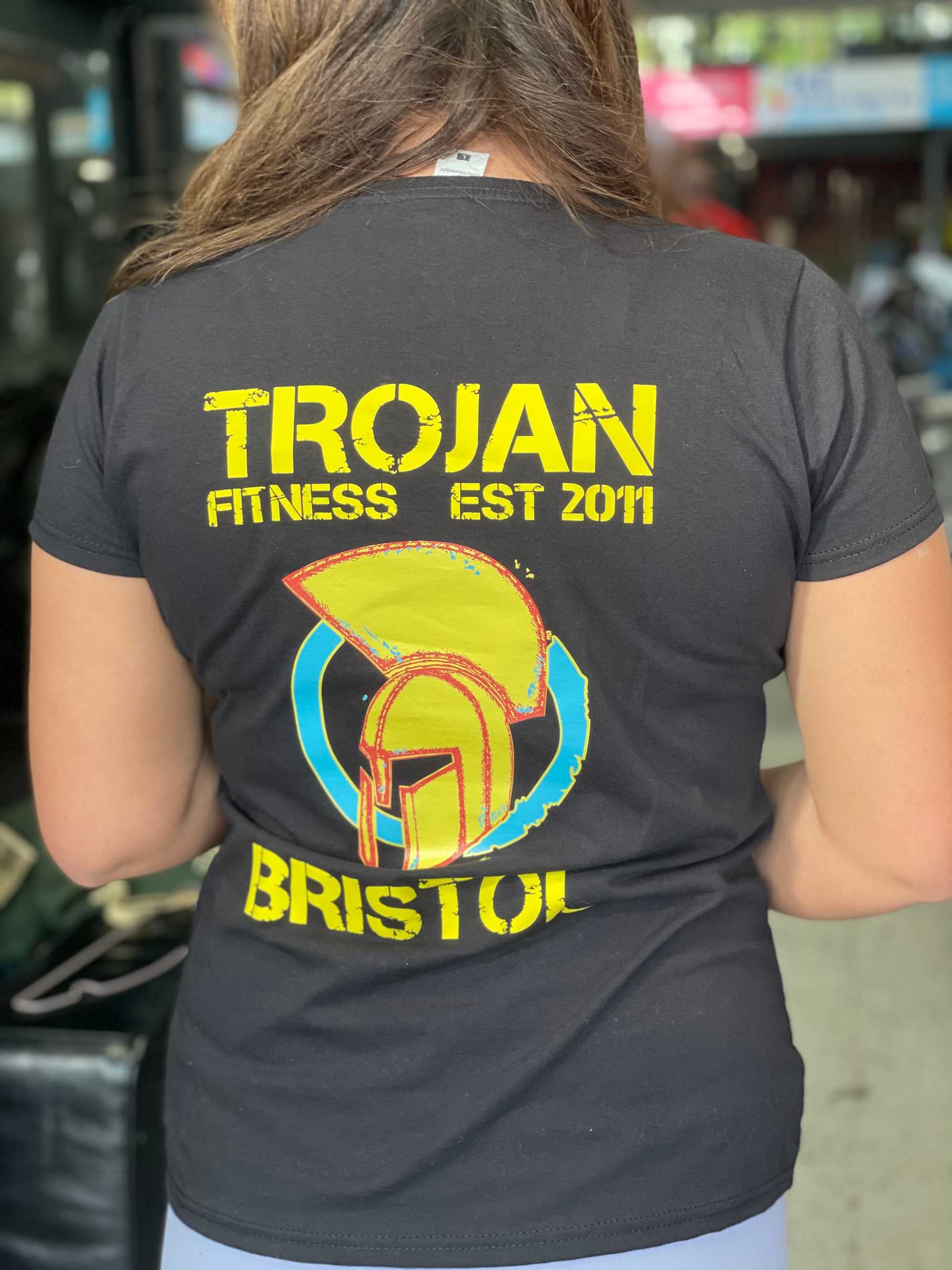 Womens Black Trojan logo T-Shirt
